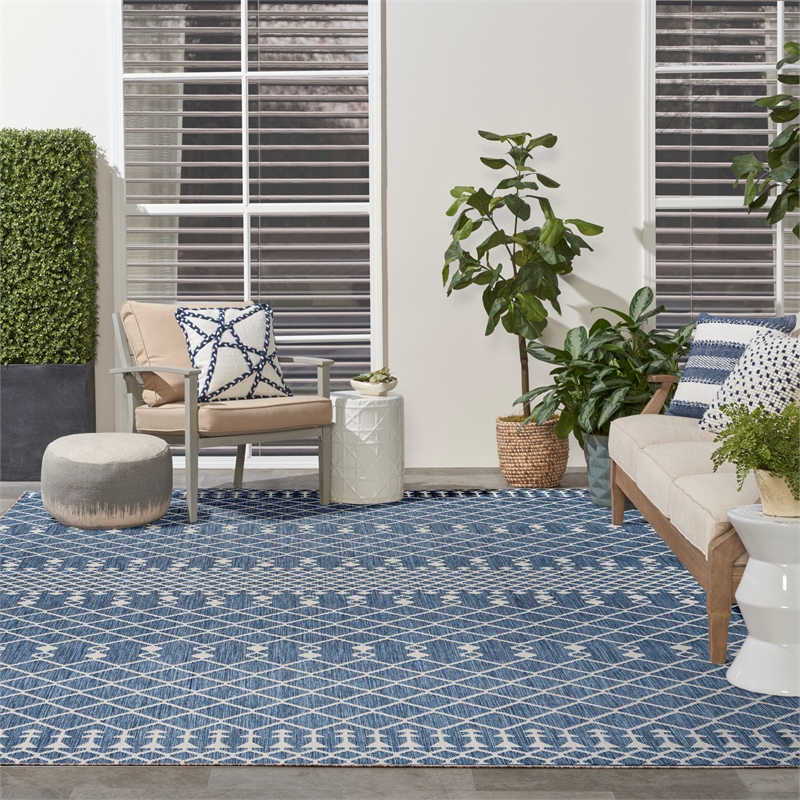 Pemberly Row Contemporary 9' x 12' Fabric Navy Blue Area Rug