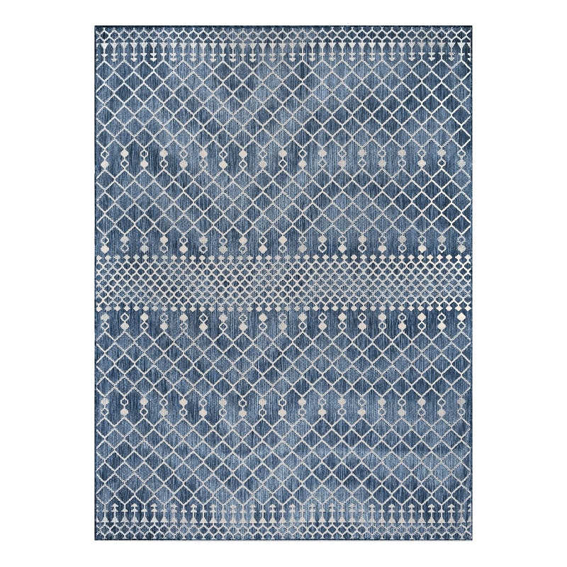 Pemberly Row Contemporary 9' x 12' Fabric Navy Blue Area Rug