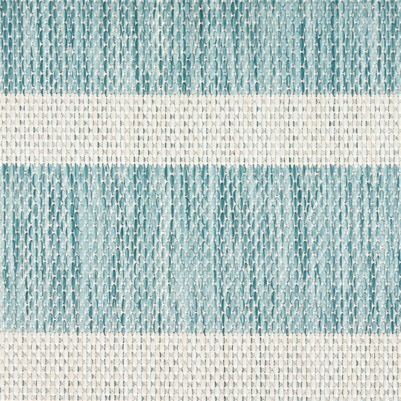 Pemberly Row Contemporary 8' x 10' Fabric Aqua Ivory Area Rug