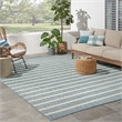 Pemberly Row Contemporary 8' x 10' Fabric Aqua Ivory Area Rug