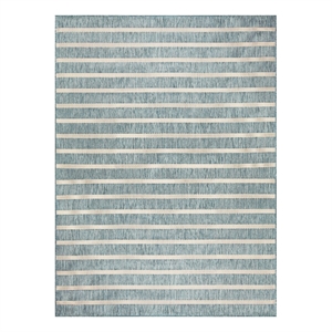 Pemberly Row Contemporary 8' x 10' Fabric Aqua Ivory Area Rug