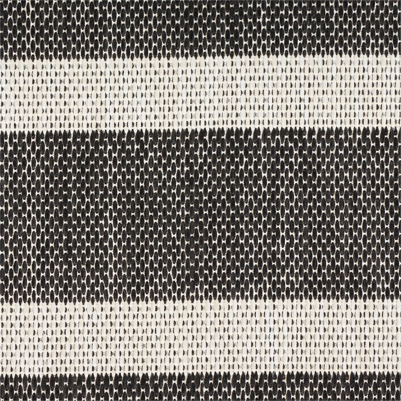 Pemberly Row Contemporary 8' x 10' Fabric Black Ivory Area Rug