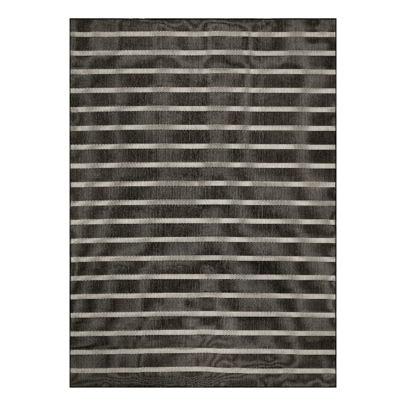 Pemberly Row Contemporary 8' x 10' Fabric Black Ivory Area Rug