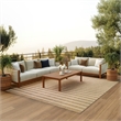 Pemberly Row Contemporary 8' x 10' Fabric Beige Ivory Area Rug
