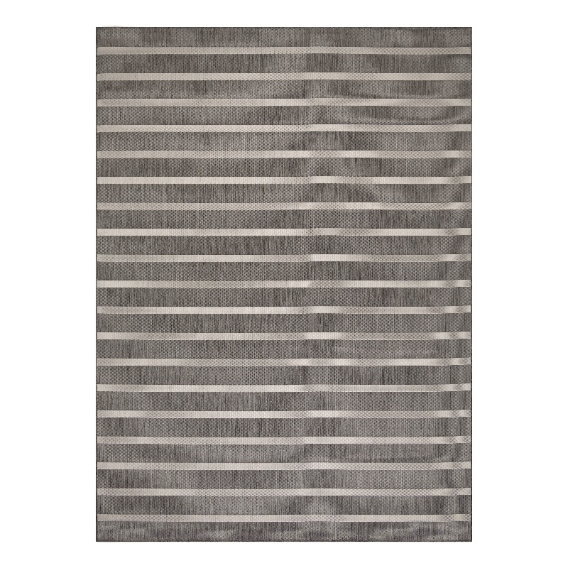 Pemberly Row Contemporary 8' x 10' Fabric Charcoal Ivory Area Rug
