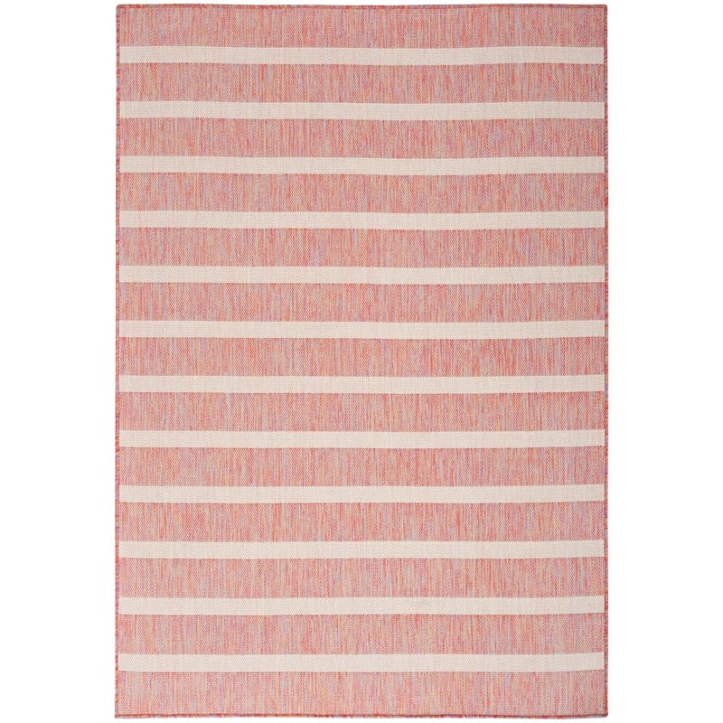 Pemberly Row Contemporary 7' x 10' Fabric Rainbow Ivory Area Rug