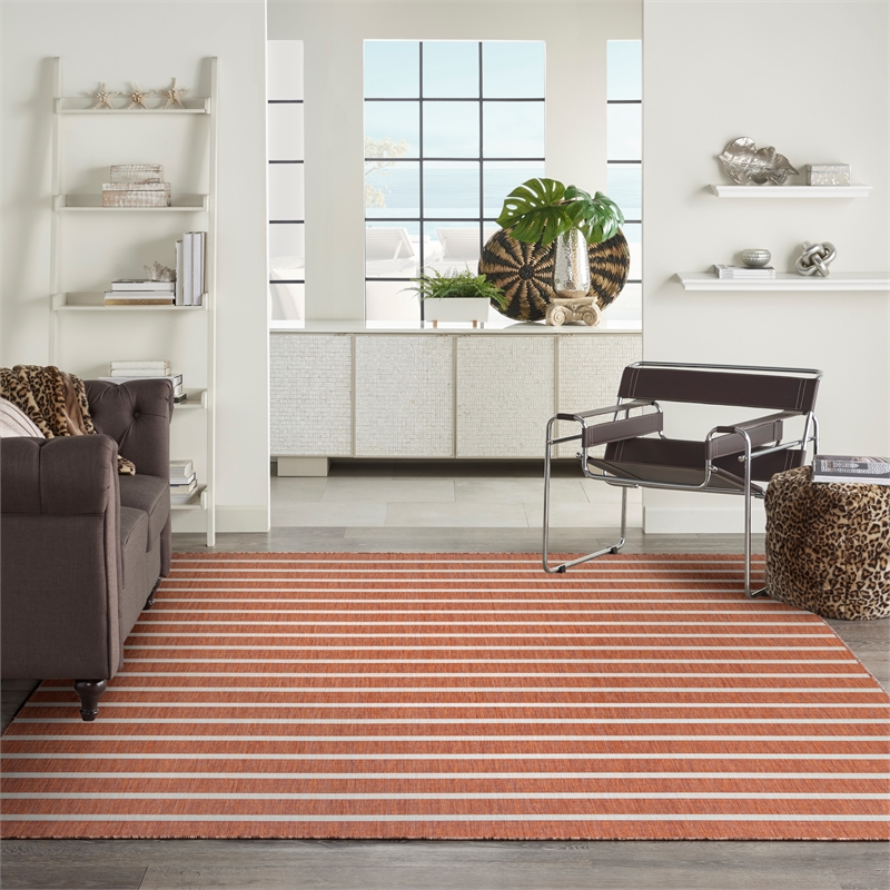 Pemberly Row Contemporary 9' x 12' Fabric Terracotta Area Rug