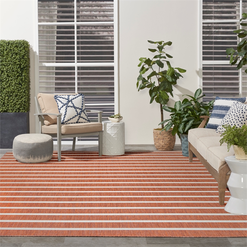 Pemberly Row Contemporary 9' x 12' Fabric Terracotta Area Rug