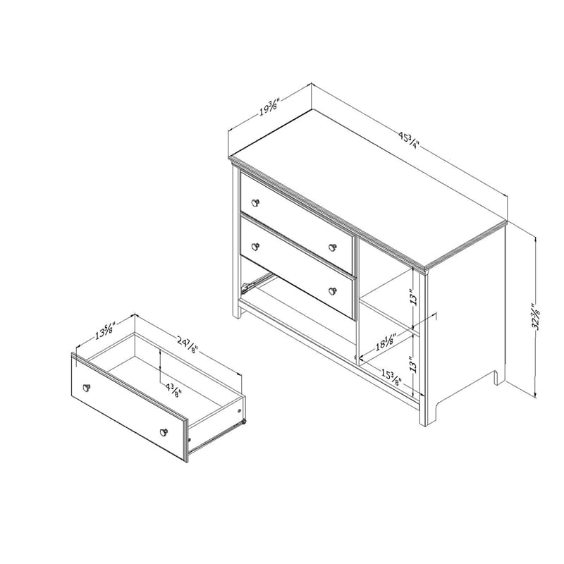 Pemberly Row 3-Drawer Dresser with Baskets-Soft Gray-Pemberly Row