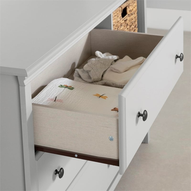 Pemberly Row 3-Drawer Dresser with Baskets-Soft Gray-Pemberly Row