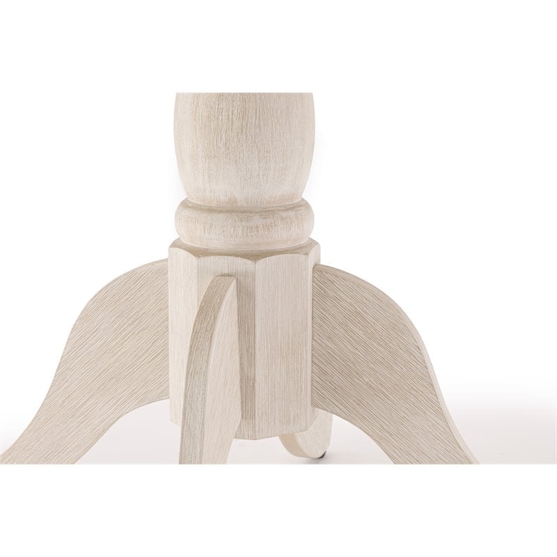 Pemberly Row Antique Wood Dining Table with Pedestal Legs in Cream