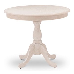 Pemberly Row Antique Wood Dining Table with Pedestal Legs in Cream