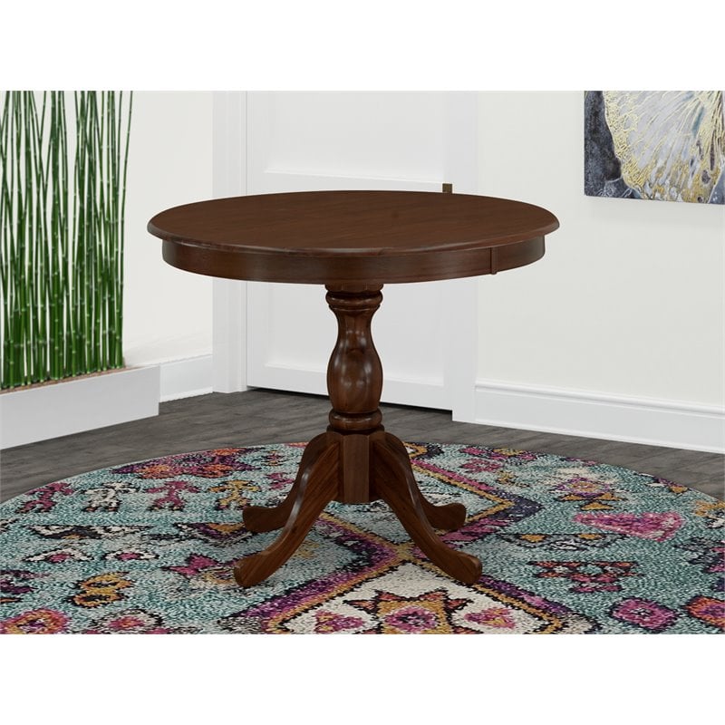 Pemberly Row Antique Wood Dining Table with Pedestal Legs in Mahogany