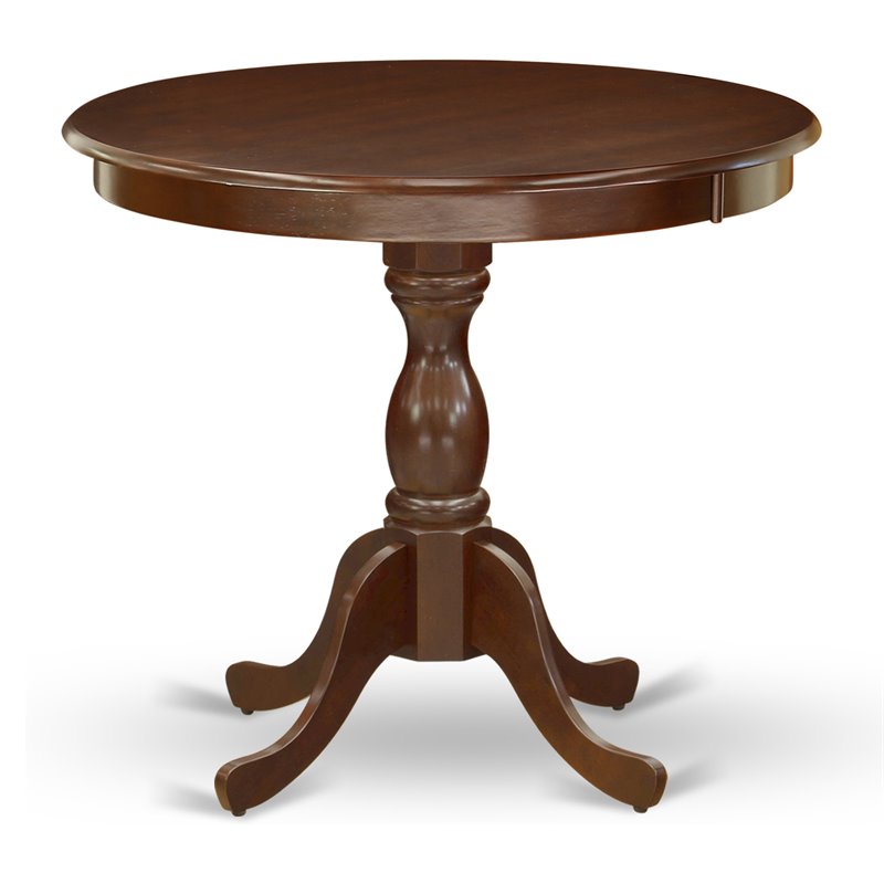 Pemberly Row Antique Wood Dining Table with Pedestal Legs in Mahogany