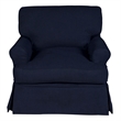 Pemberly Row T-Cushion Fabric Slipcover Chair & Ottoman in Navy Blue