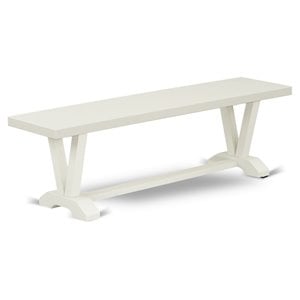 Pemberly Row V-Style 60&quot Traditional Wood Dining Bench in White