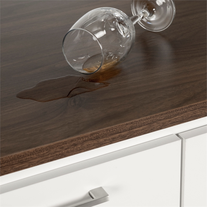 Pemberly Row Contemporary Kitchen Island Natural Walnut and White