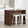Pemberly Row Contemporary Kitchen Island Natural Walnut and White