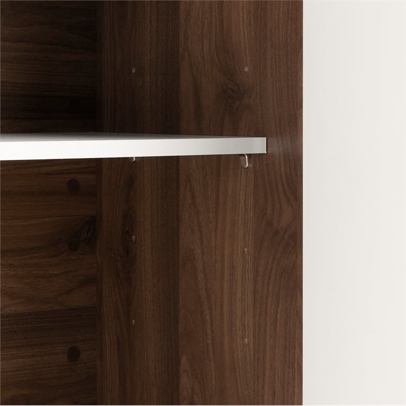 Pemberly Row Contemporary Kitchen Island Natural Walnut and White