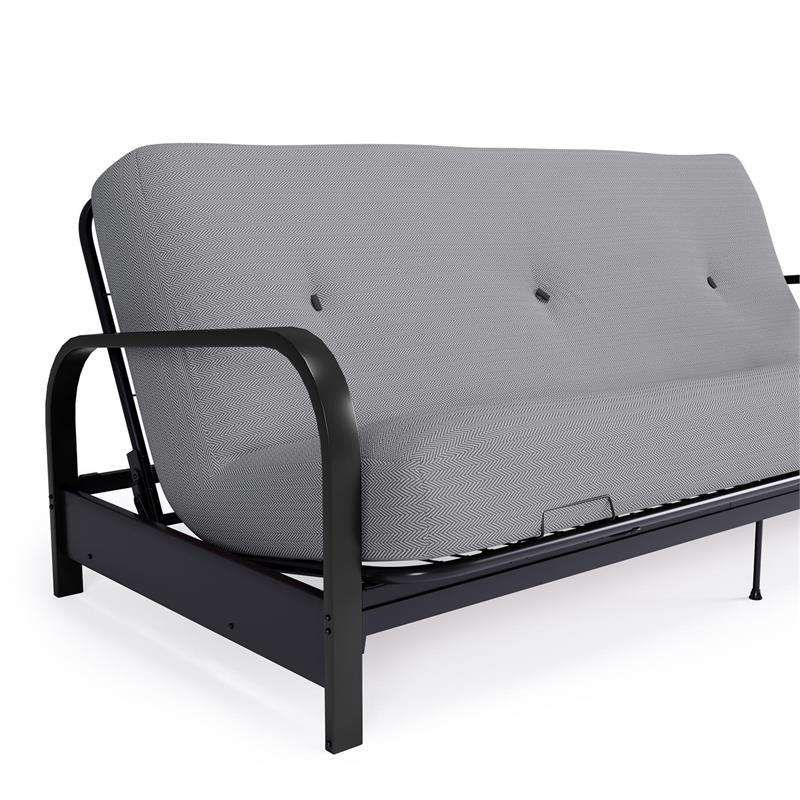Pemberly Row Black Metal Arm Full Futon Frame with 6