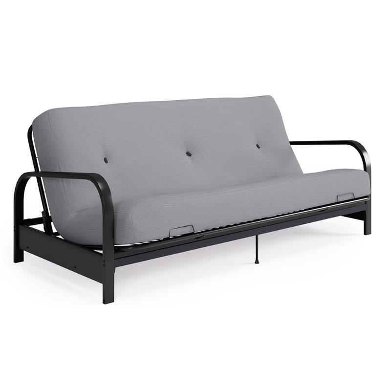 Pemberly Row Black Metal Arm Full Futon Frame with 6