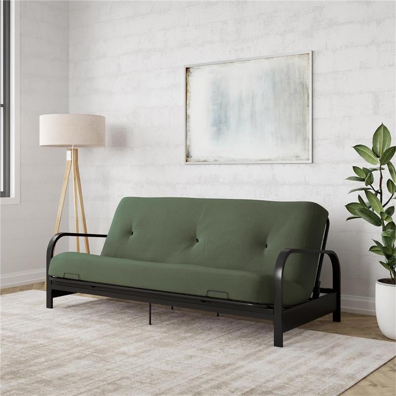 Pemberly Row Black Metal Arm Full Futon Frame with 6