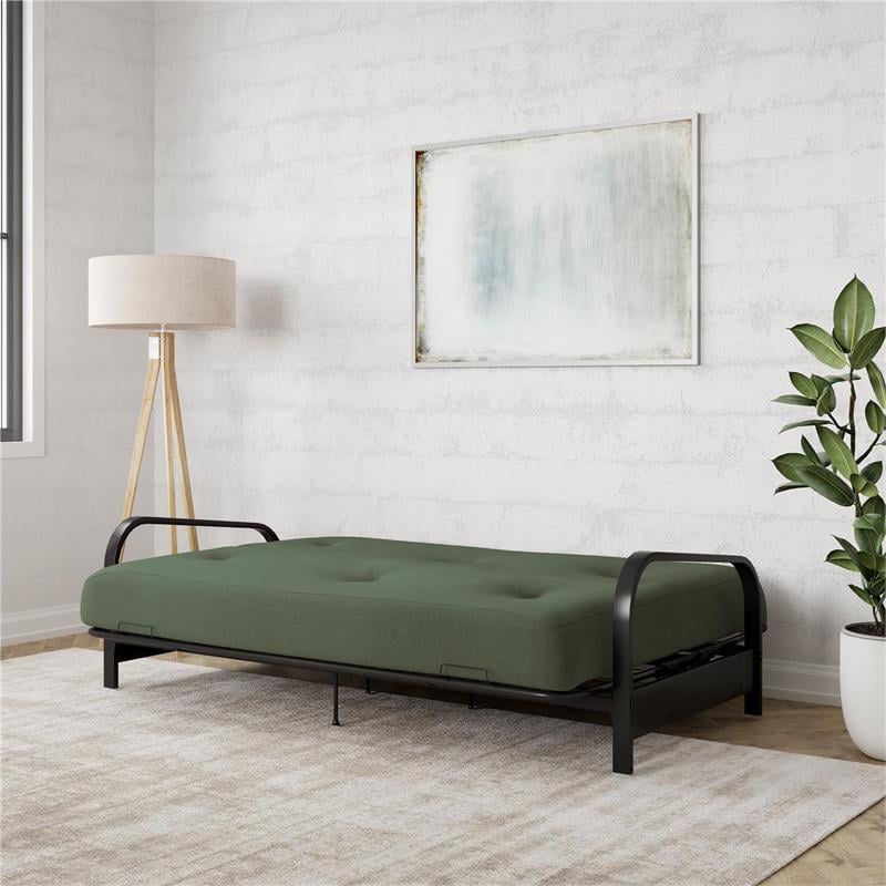 Pemberly Row Black Metal Arm Full Futon Frame with 6