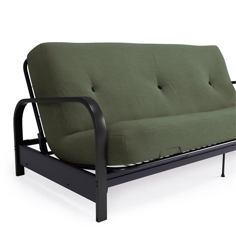 Pemberly Row Black Metal Arm Full Futon Frame with 6