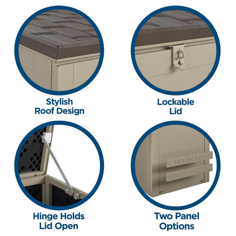 Pemberly Row Outdoor Living BoxGuard Large Lockable Package Delivery Box in Tan