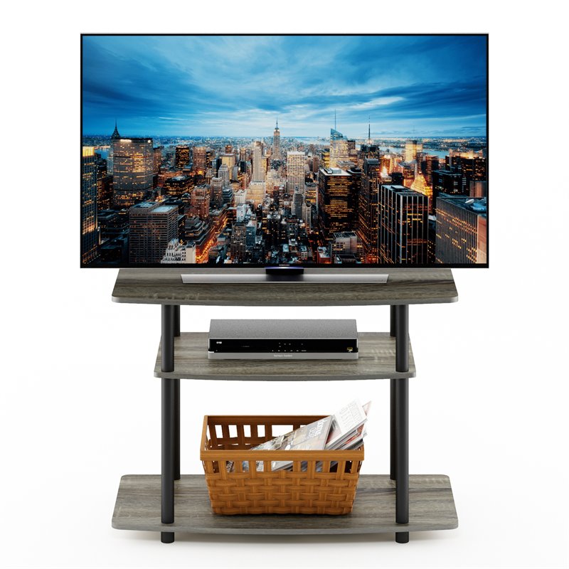 Pemberly Row No Tools Wood 3-Tier TV Stand for TV up to 32