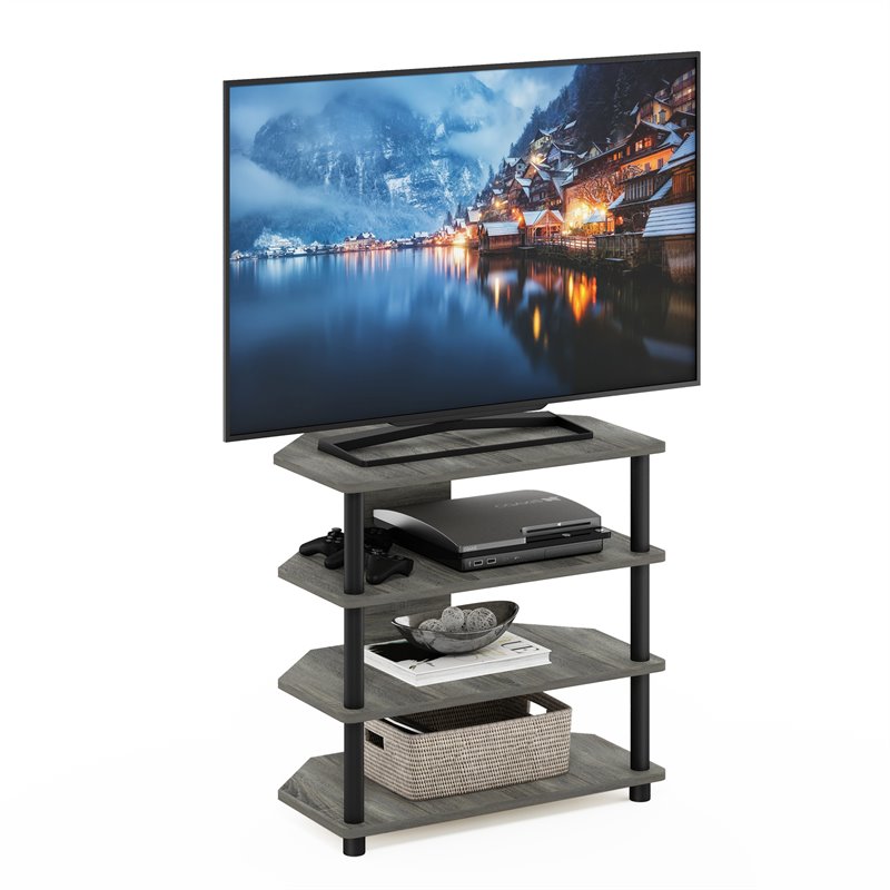 Pemberly Row Wood 4-Tier Petite TV Stand for TV up to 25