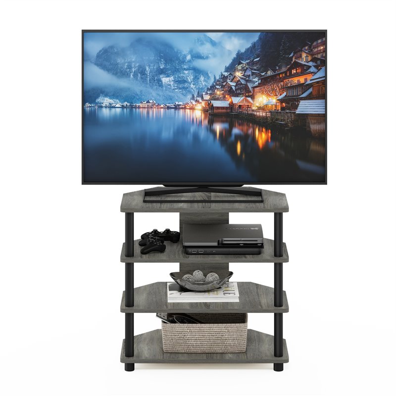 Pemberly Row Wood 4-Tier Petite TV Stand for TV up to 25