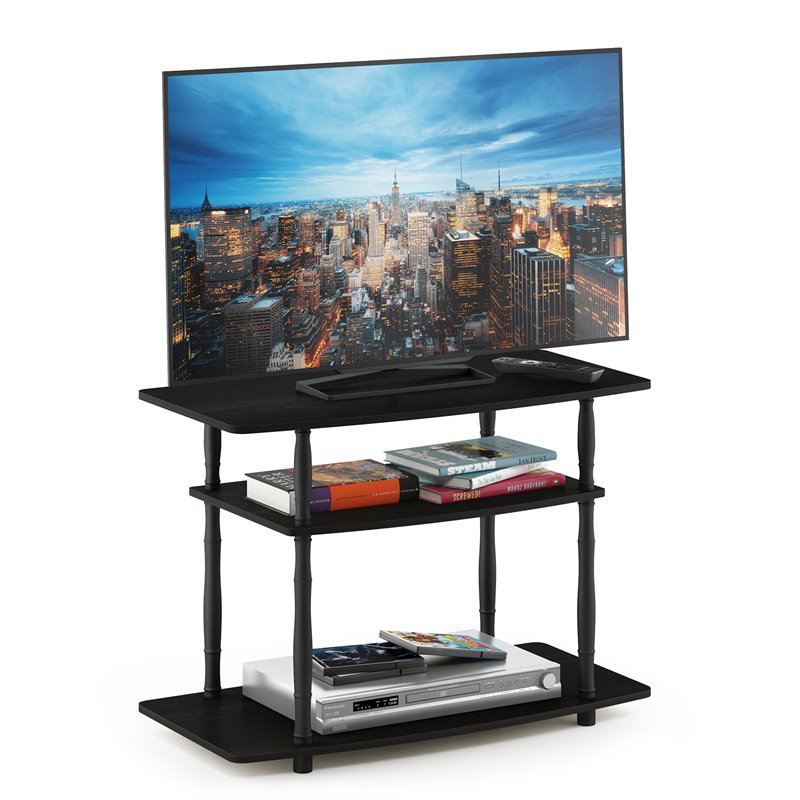 Pemberly Row Turn-N-Tube No Tools Wood 3-Tier TV Stand for TV up to 32