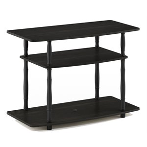 Pemberly Row Turn-N-Tube No Tools Wood 3-Tier TV Stand for TV up to 32&quot Espresso