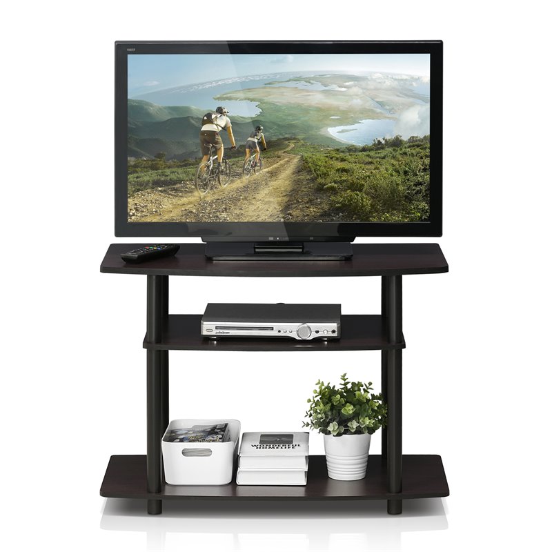 Pemberly Row Turn-N-Tube Wood 3-Tier TV Stand for TV up to 32
