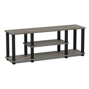 Pemberly Row Wood Entertainment TV Stand for TV up to 50&quot in Gray/Black
