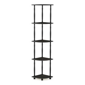 Pemberly Row Wood 5-Tier Corner Display Rack w/ Classic Tube in Espresso