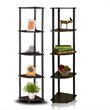 Pemberly Row Wood 5-Tier Corner Display Shelves in Espresso (Set of 2)