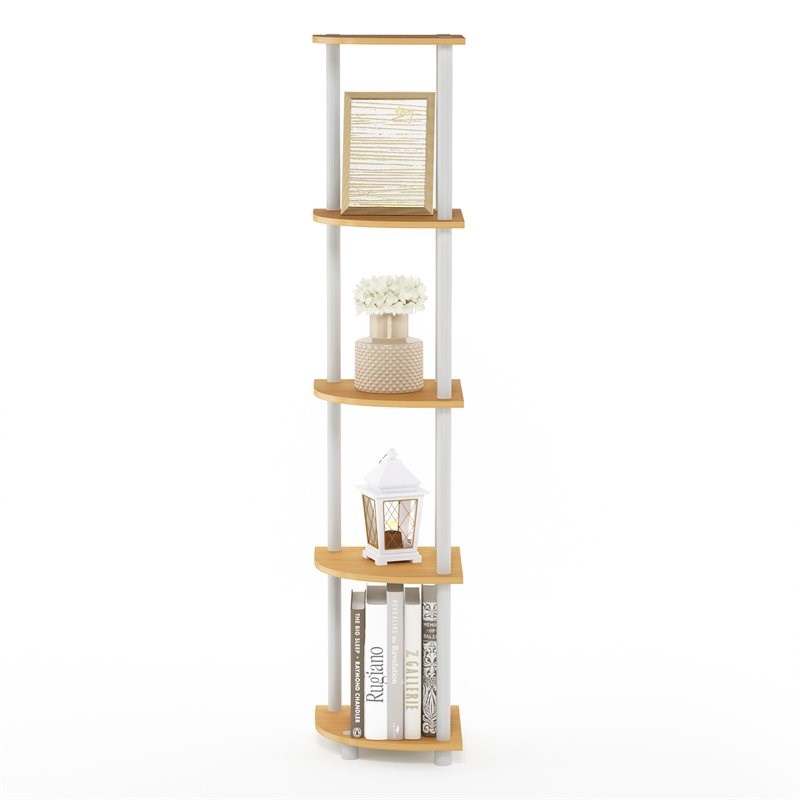 Pemberly Row Turn-N-Tube Wood 5 Tier Corner Display Rack in Beech/Natural