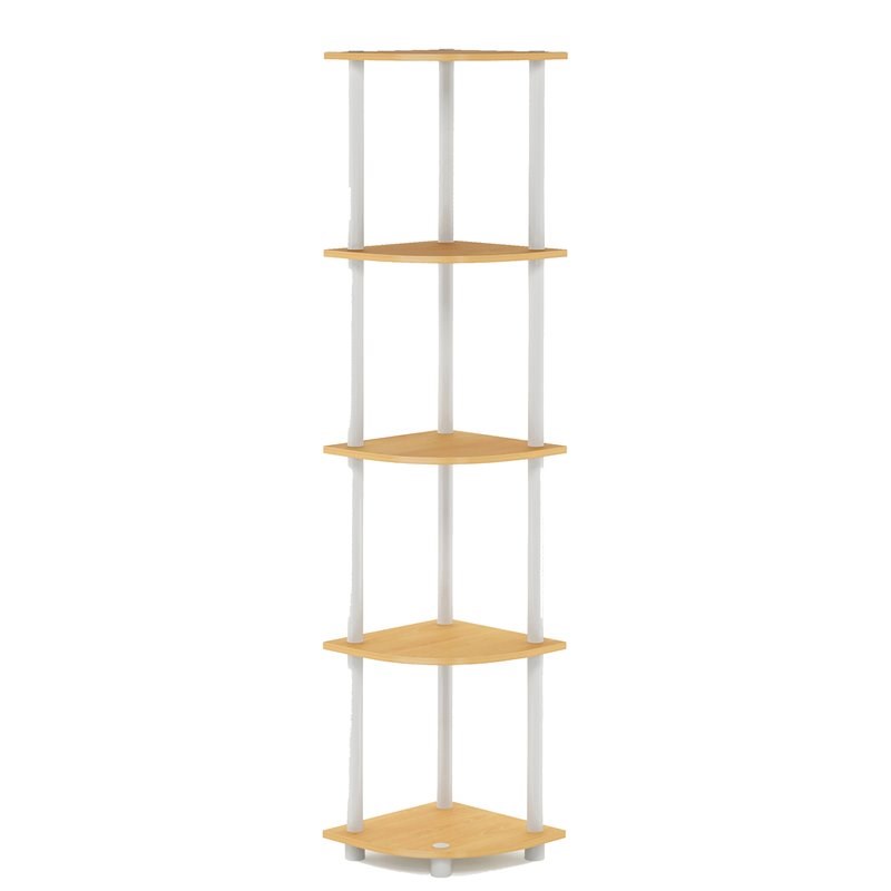 Pemberly Row Turn-N-Tube Wood 5 Tier Corner Display Rack in Beech/Natural