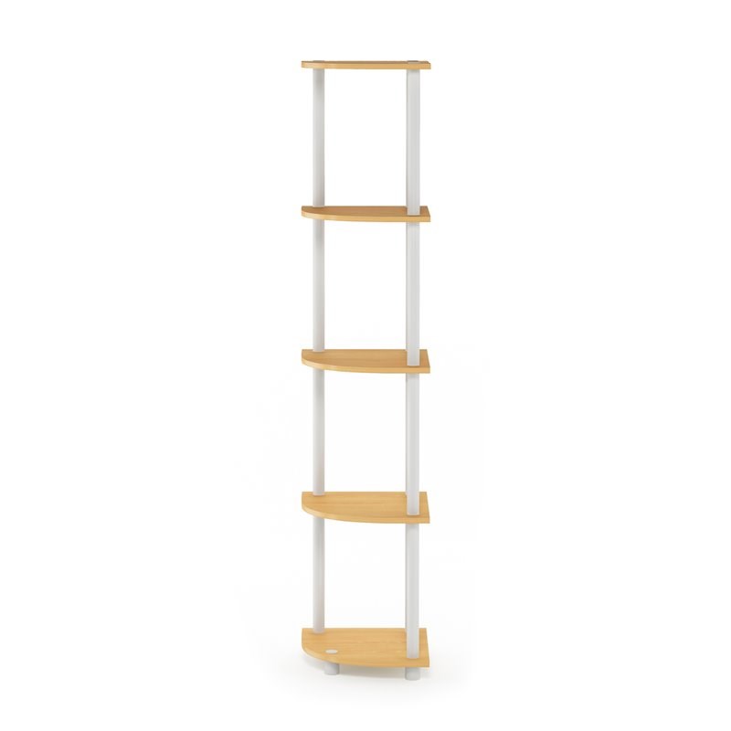 Pemberly Row Turn-N-Tube Wood 5 Tier Corner Display Rack in Beech/Natural