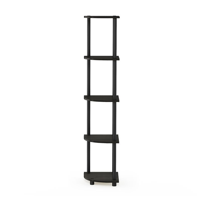 Pemberly Row Turn-N-Tube Wood 5 Tier Corner Display Rack in Espresso/Black