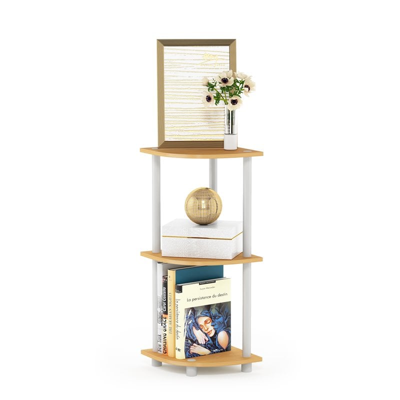 Pemberly Row Turn-N-Tube Wood 3-Tier Corner Display Rack in Beech/Natural