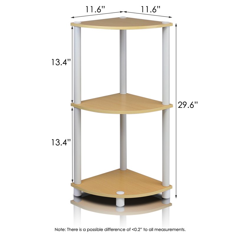 Pemberly Row Turn-N-Tube Wood 3-Tier Corner Display Rack in Beech/Natural