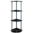 Pemberly Row Turn-N-Tube Wood 4-Tier Corner Display Rack in Black/Gray