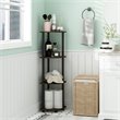 Pemberly Row Wood 4-Tier Corner Display Rack in Dark Brown Grain/Black