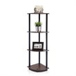 Pemberly Row Wood 4-Tier Corner Display Rack in Dark Brown Grain/Black