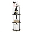Pemberly Row Wood 4-Tier Corner Display Rack in Dark Brown Grain/Black