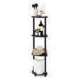 Pemberly Row Wood 4-Tier Corner Display Rack in Dark Brown Grain/Black