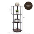 Pemberly Row Wood 4-Tier Corner Display Rack in Dark Brown Grain/Black